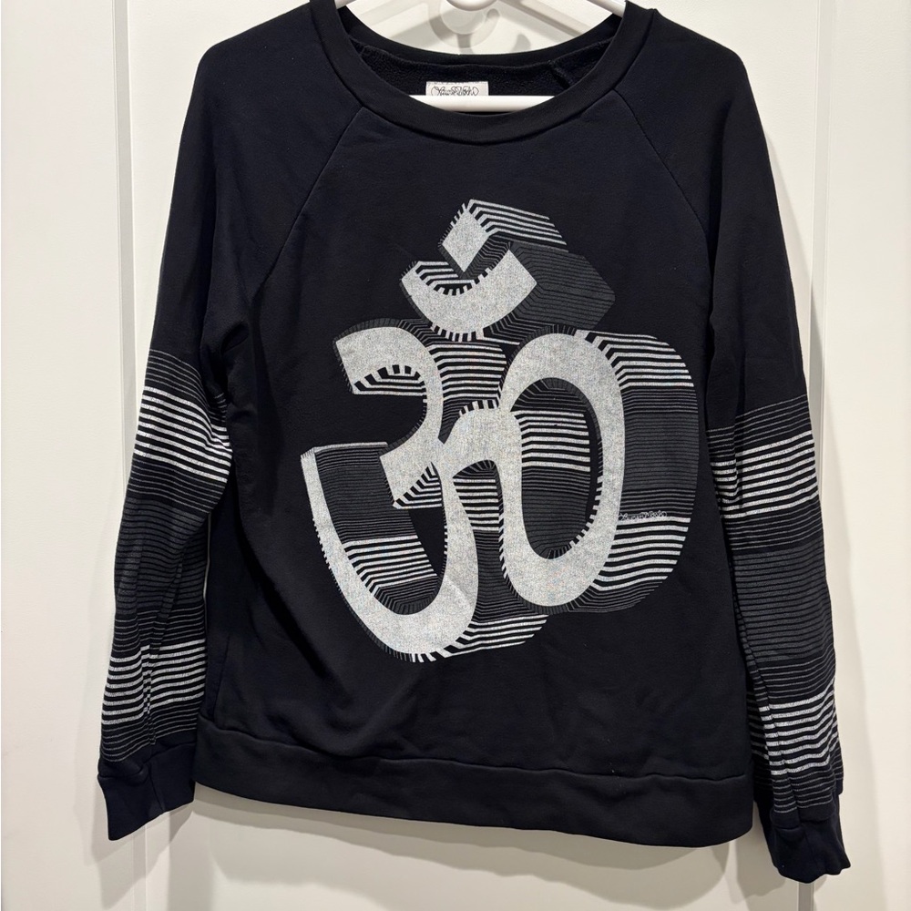 Lauren Moshi Designer Black Sweatshirt with Om Logo Size S Women’s